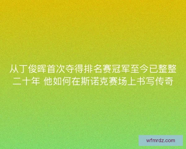 从丁俊晖首次夺得排名赛冠军至今已整整二十年 他如何在斯诺克赛场上书写传奇