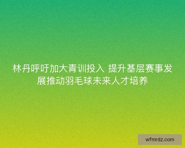 林丹呼吁加大青训投入 提升基层赛事发展推动羽毛球未来人才培养 林丹呼吁加大青训投入 提升基层赛事发展推动羽毛球未来人才培养