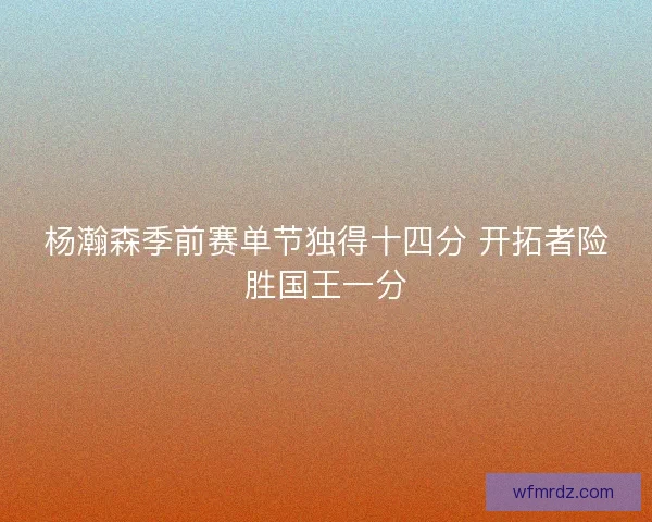 杨瀚森季前赛单节独得十四分 开拓者险胜国王一分